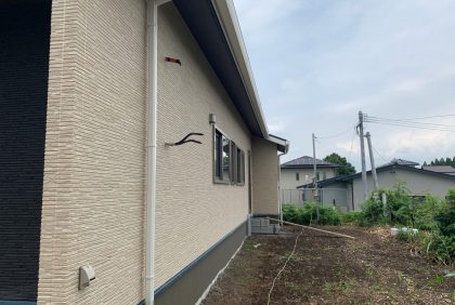 熊本県菊池市Y様邸、外壁工事の様子です