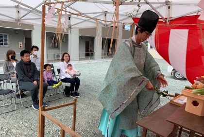 熊本県宇城市松橋町N様邸、地鎮祭を行いました。