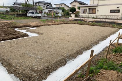 熊本県上益城郡御船町K様邸、基礎工事始まりました。