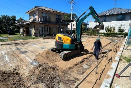 熊本県宇城市U様邸、床掘りの様子です。